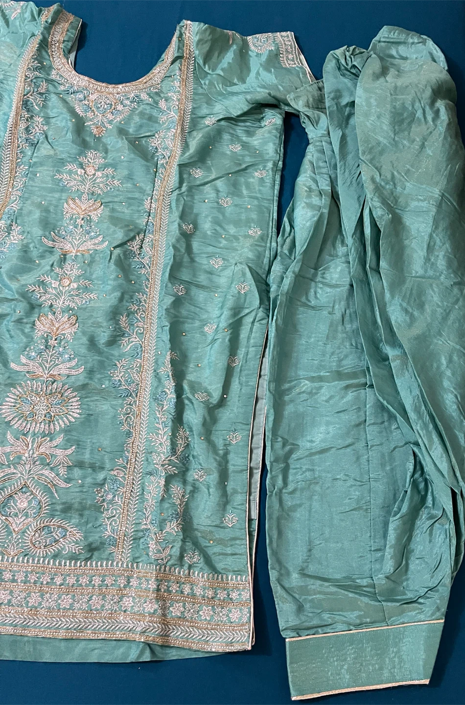 Teal  Embroidered Salwar Kameez - photo 3