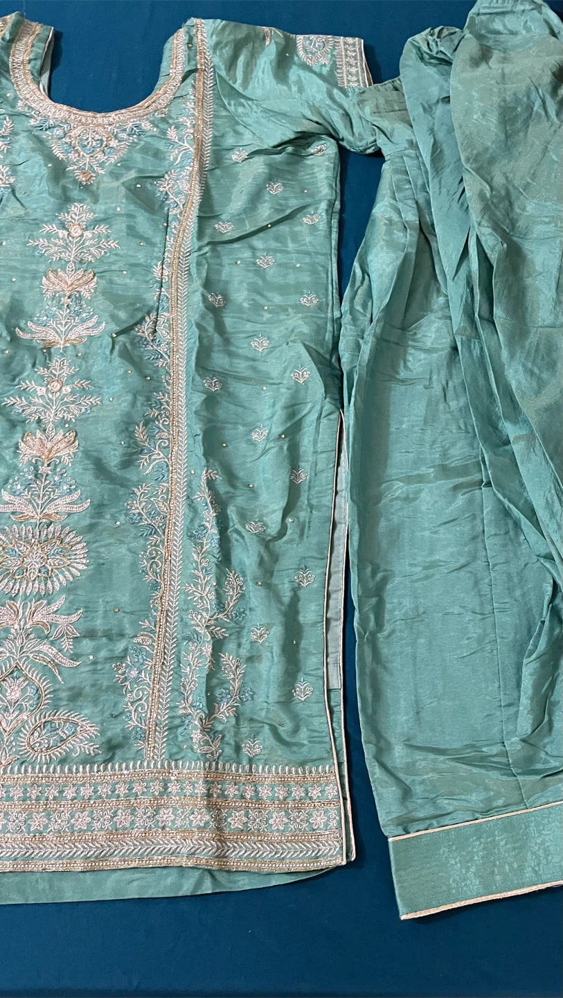 Teal  Embroidered Salwar Kameez - photo 4
