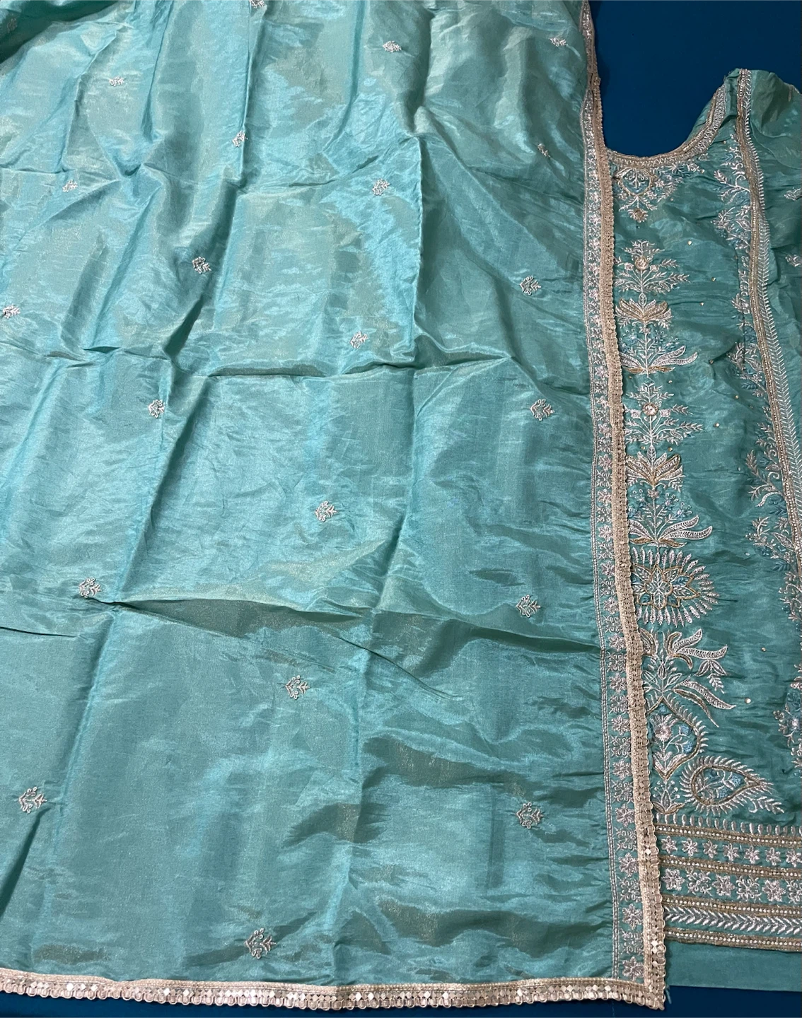 Teal  Embroidered Salwar Kameez - photo 5