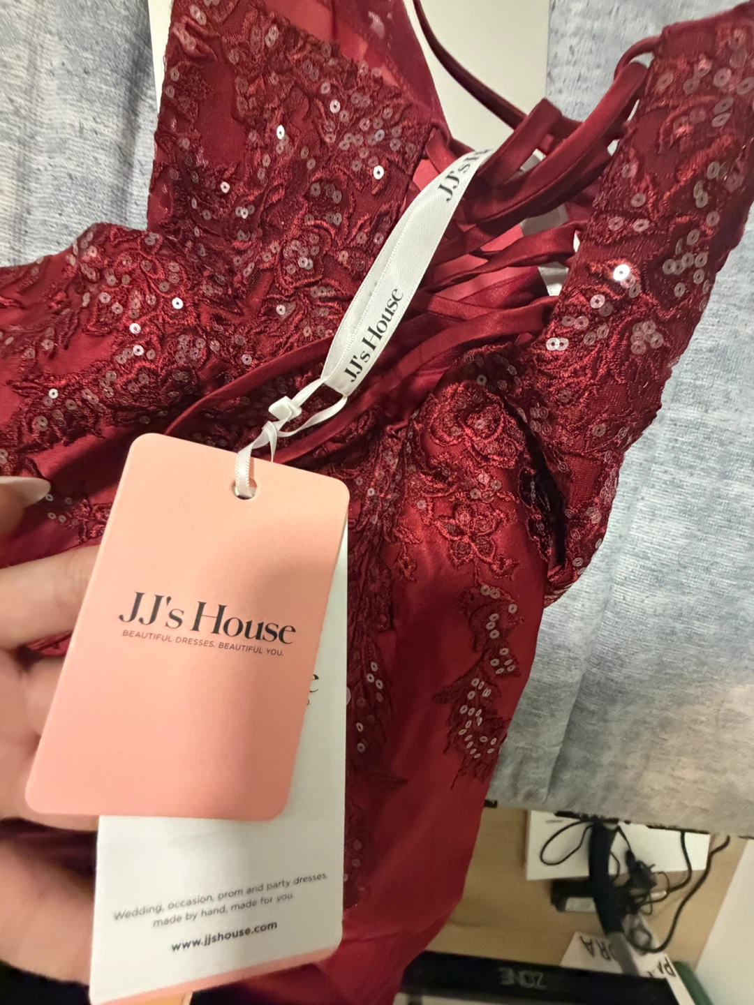 JJ's House Burgundy Lace Sequined Gown - photo 3