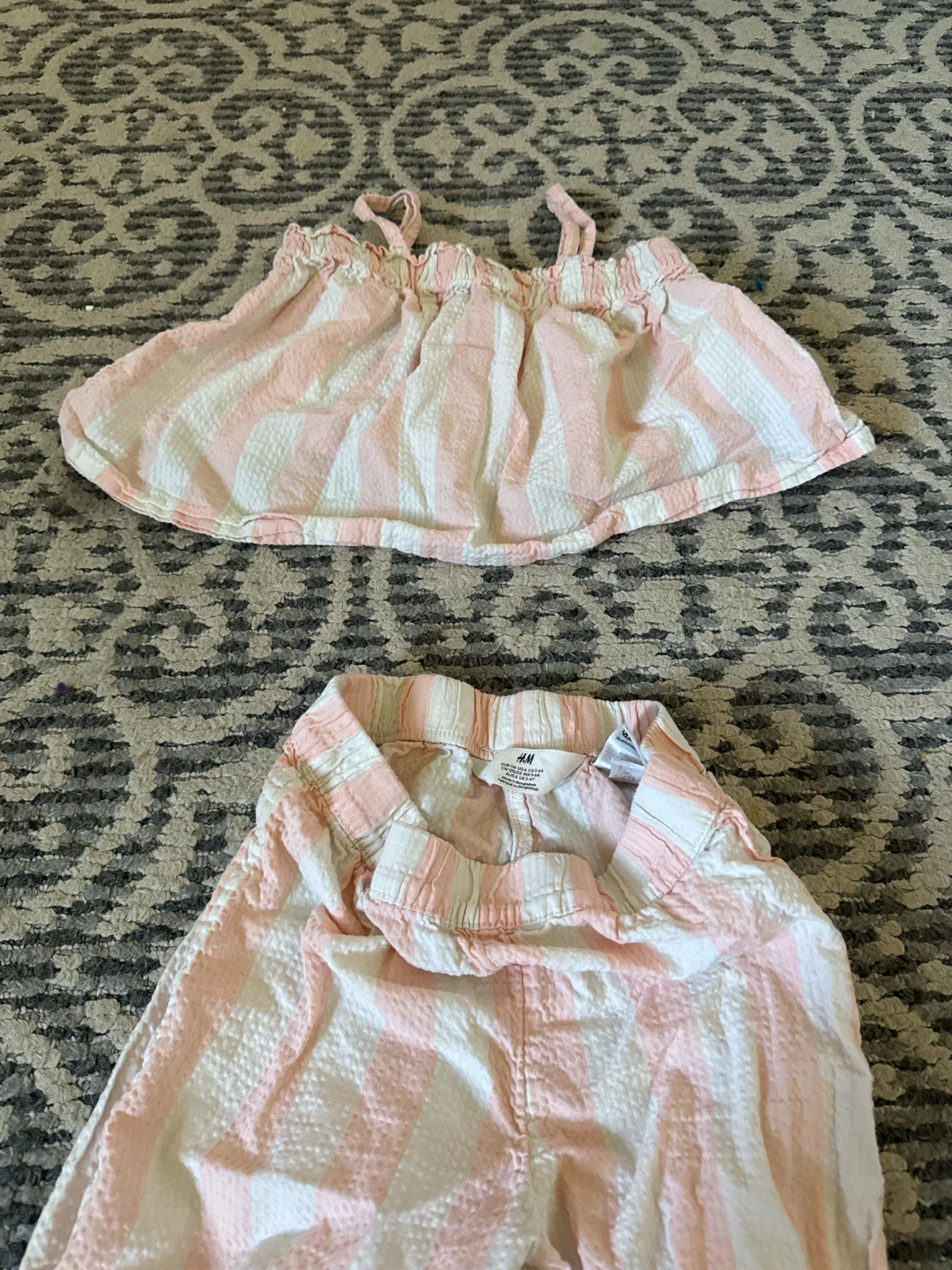 Kids H&M Pink Striped Linen Blend Set 5-6 year old - photo 2