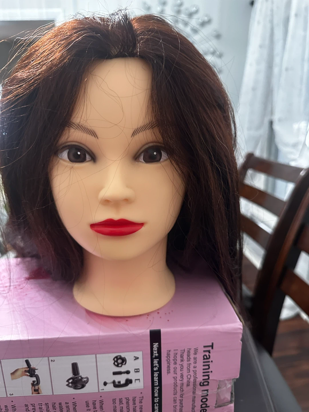 Training Mannequin Head with Brown Hair