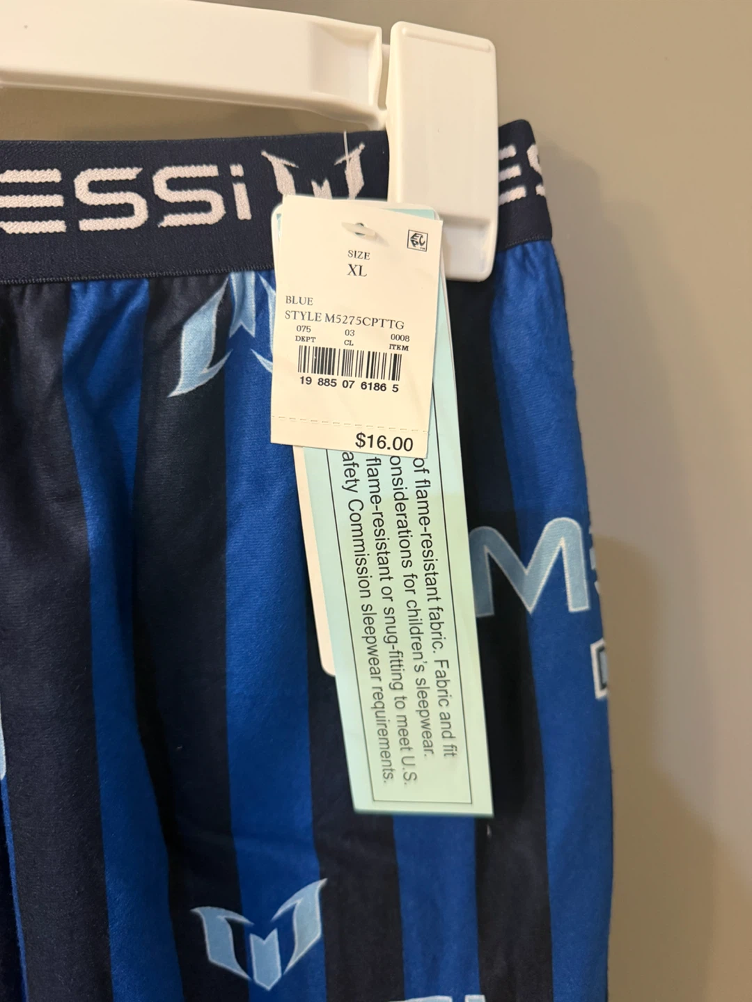 XL NWT! youth Messi Pajama Pants Blue/Black Striped - photo 2