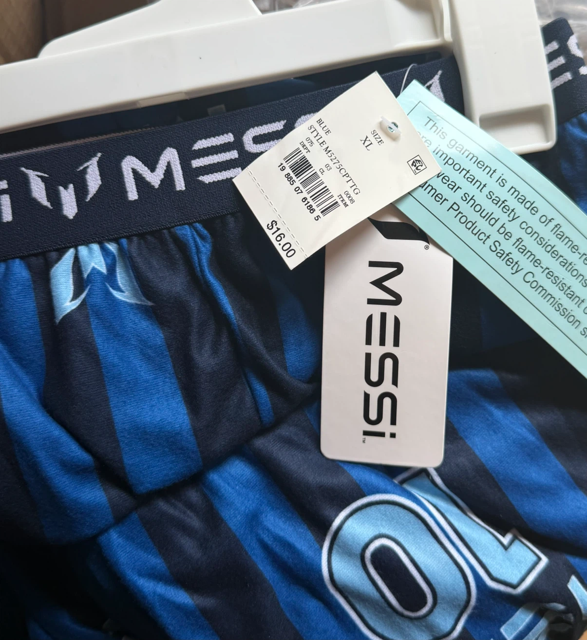 XL NWT! youth Messi Pajama Pants Blue/Black Striped - photo 4