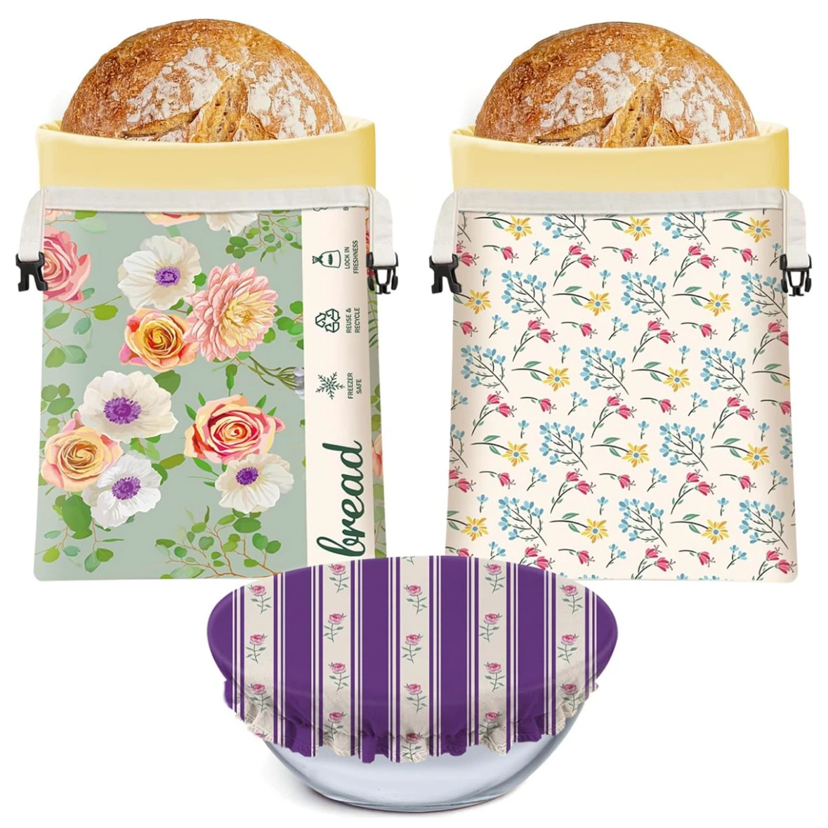 Brand New 2-Pack Beeswax Bread Bag with Bowl Cover