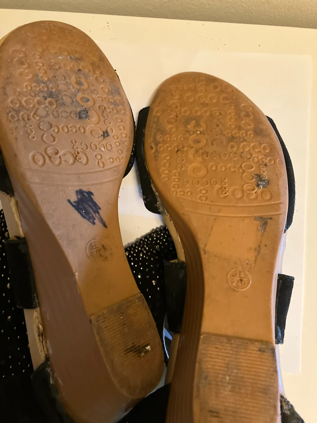 Black wedge sandals with rhinestones - photo 2