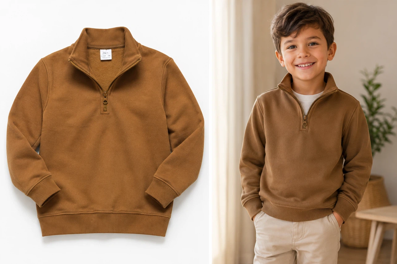 ZARA Kids Brown Quarter Zip Sweater