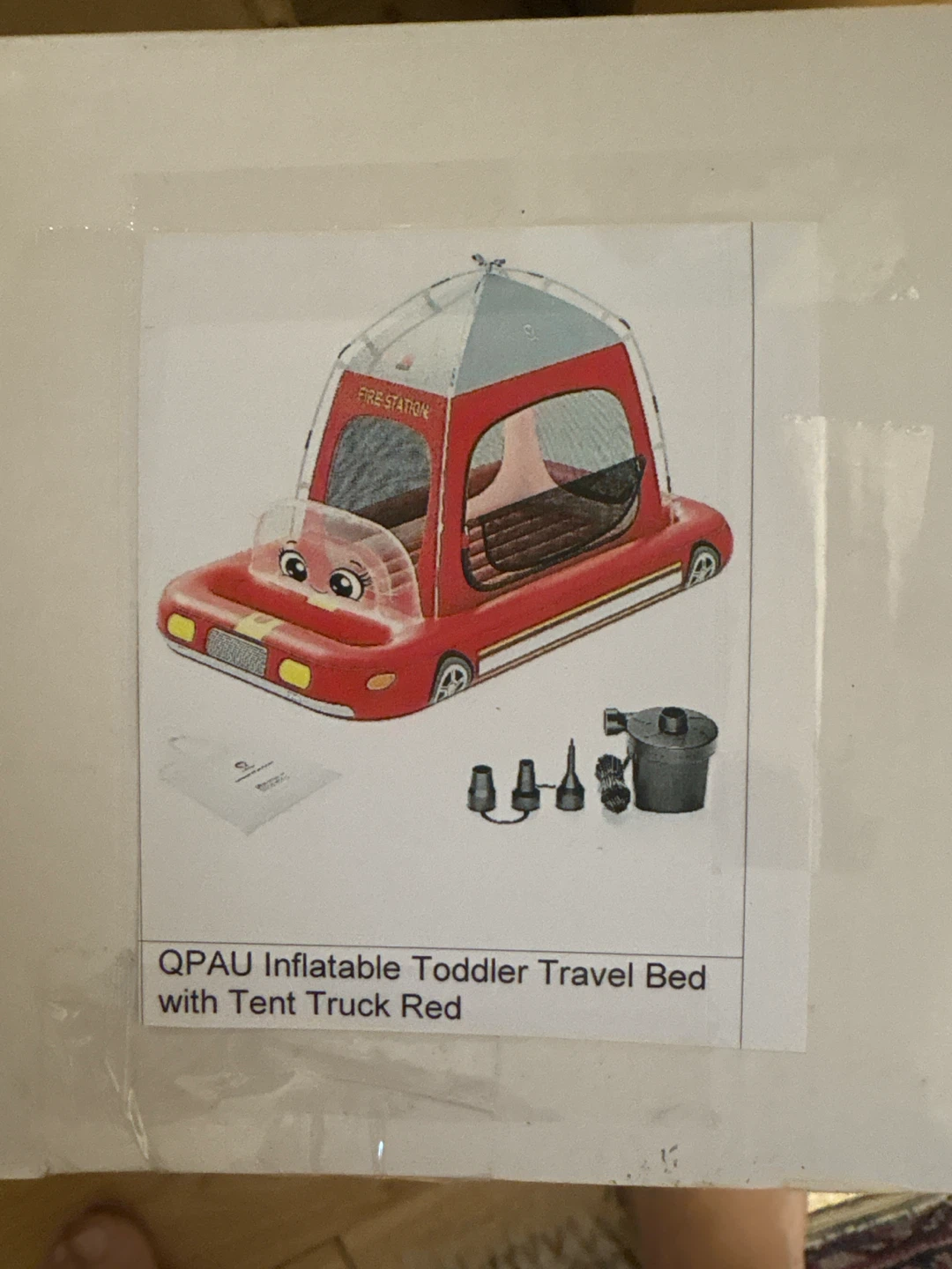 QPAU Inflatable Toddler Travel Bed with Tent Truck