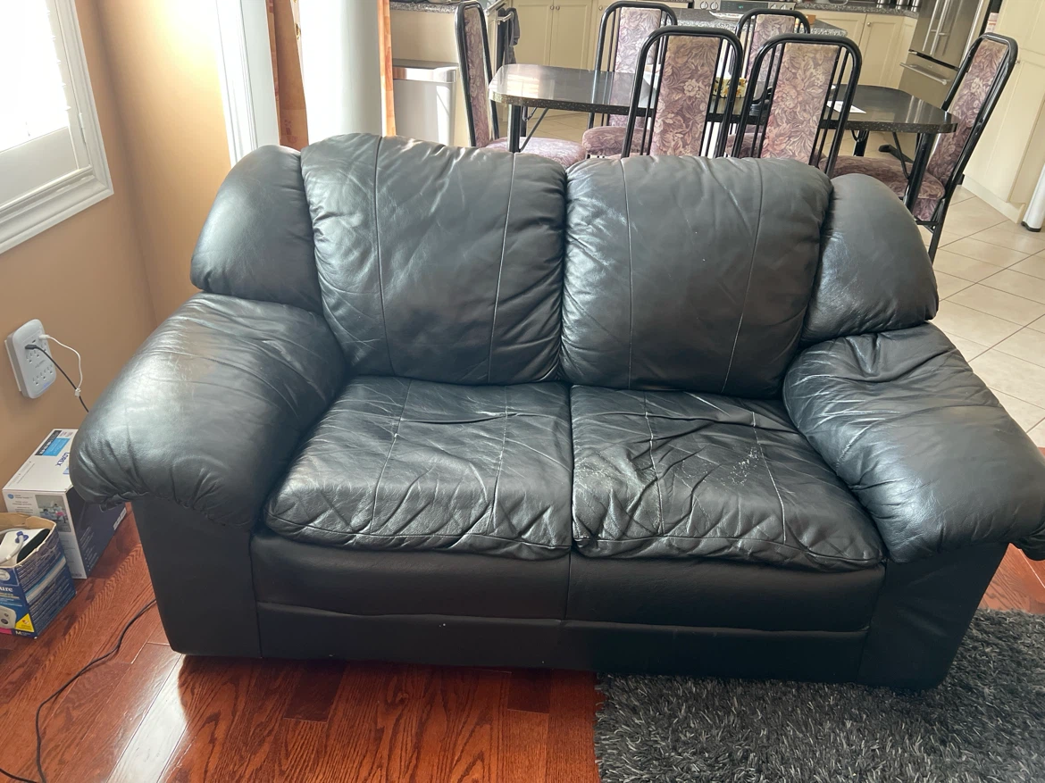 Black Leather Loveseat Sofa