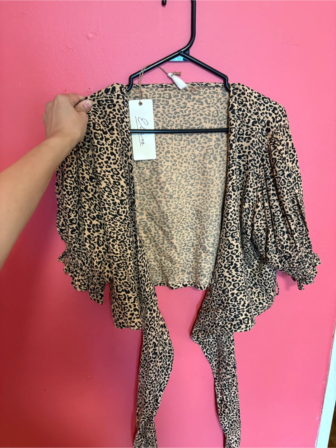 New Leopard Print Tie Front Cardigan