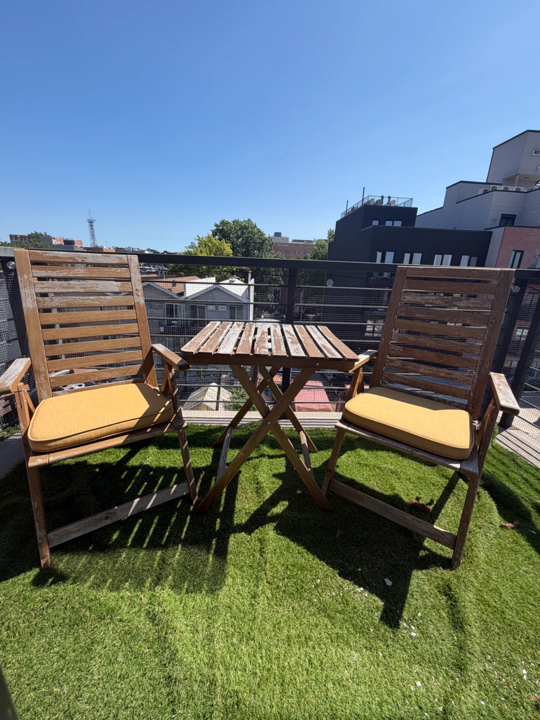 Wooden Bistro Set with 2 Chairs and Table