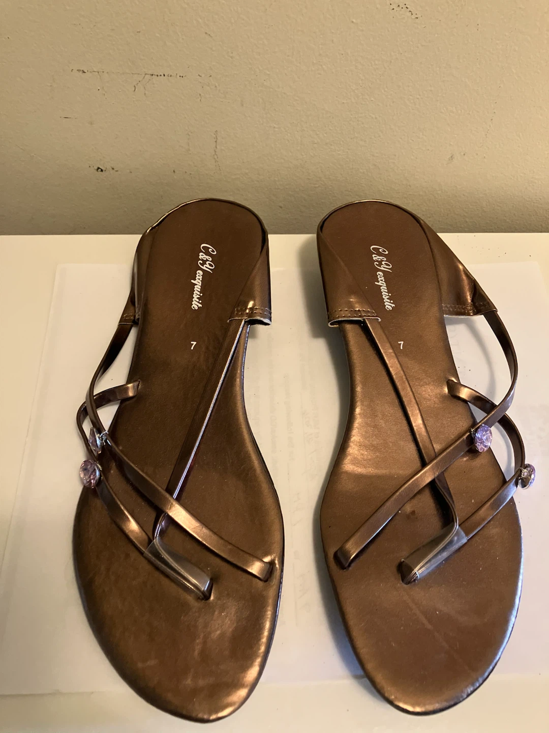 C'est Jacquie Bronze Sandals Size 7