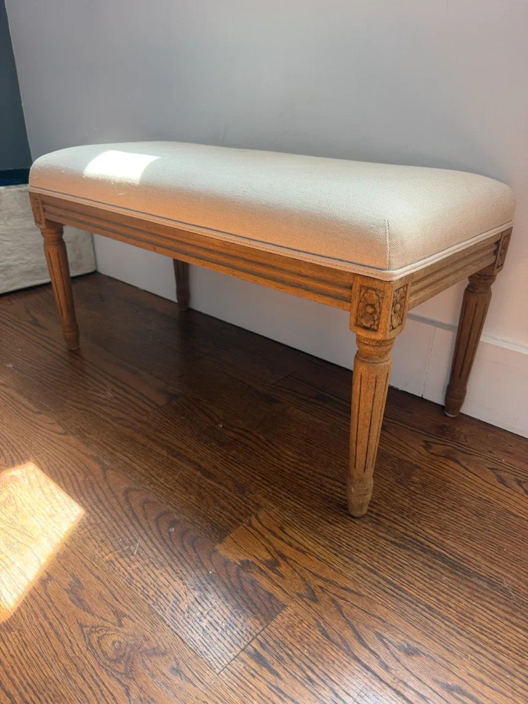 Antique Bench with Carved Wooden Legs - photo 2