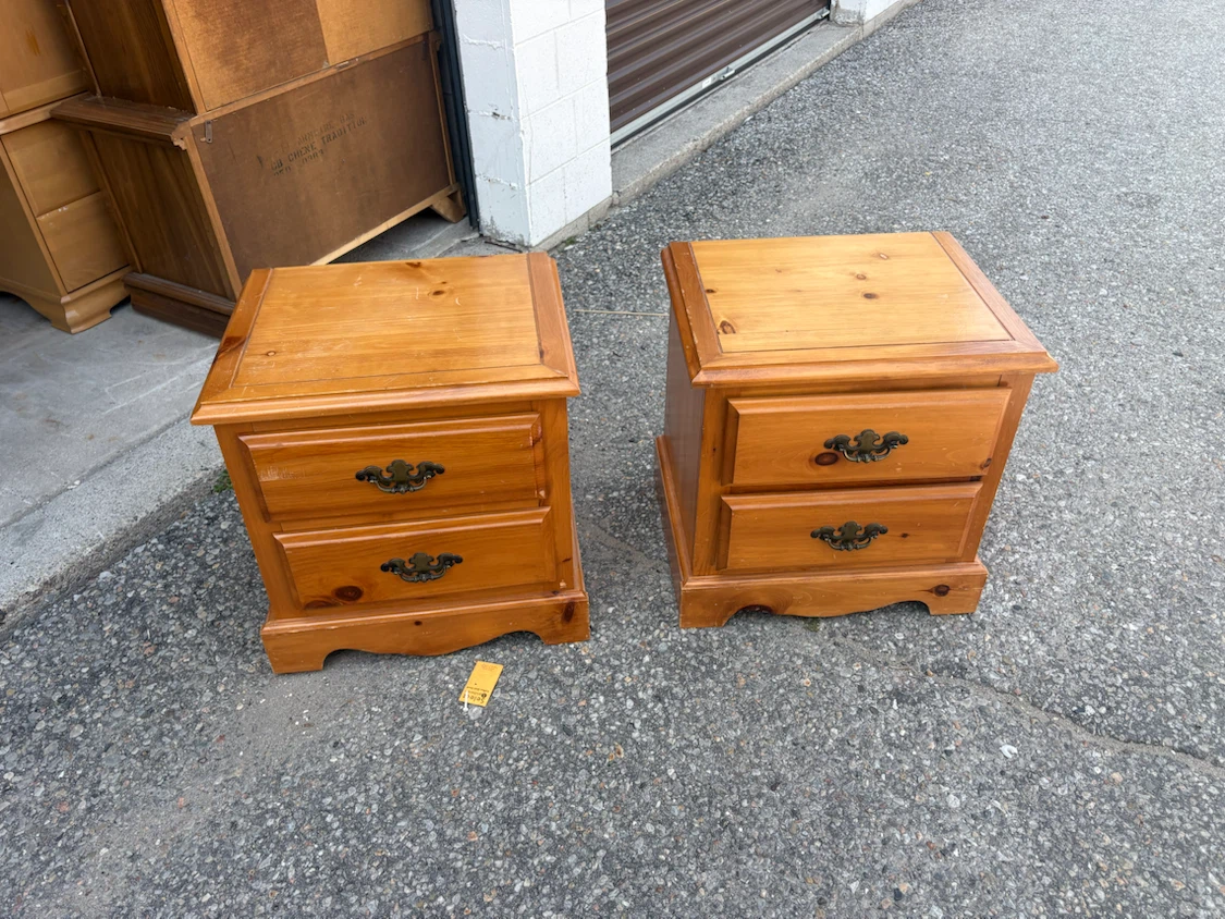 Free delivery used Pine Wood Nightstands - Pair - photo 2