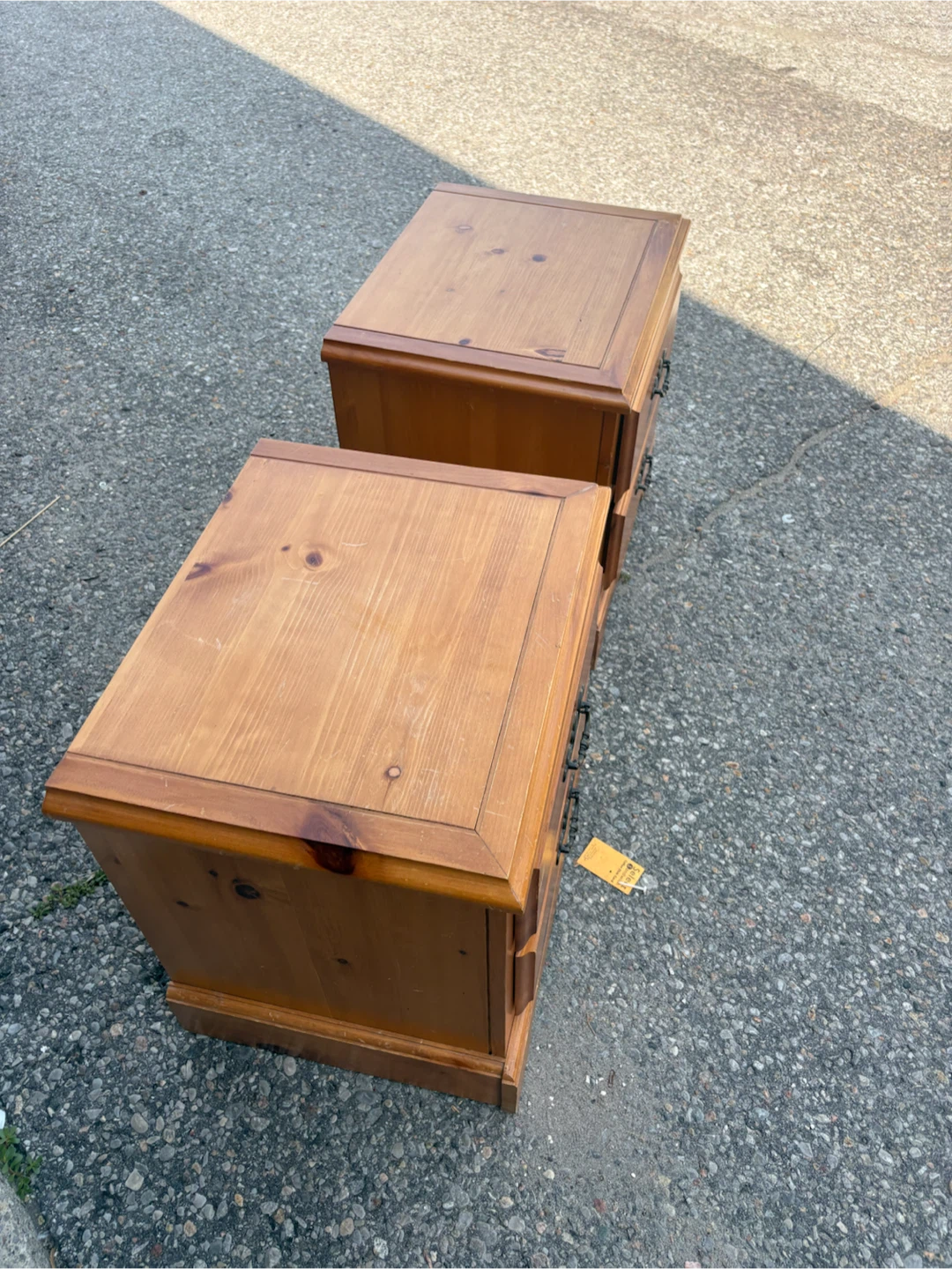 Free delivery used Pine Wood Nightstands - Pair - photo 3