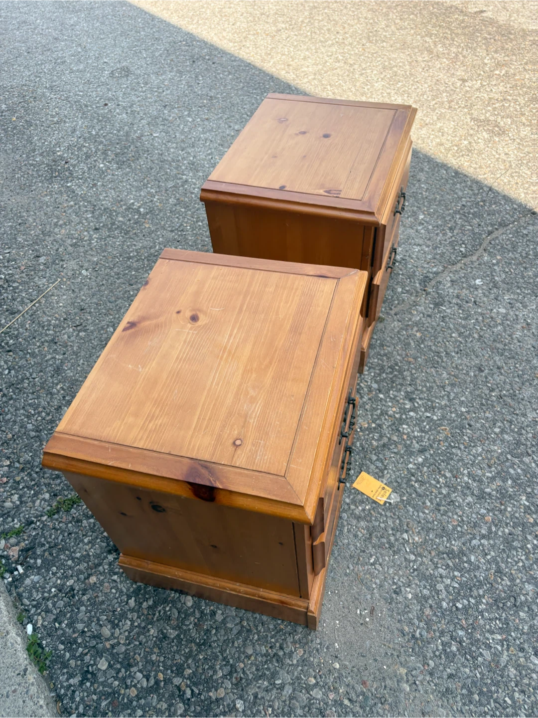 Free delivery used Pine Wood Nightstands - Pair - photo 4