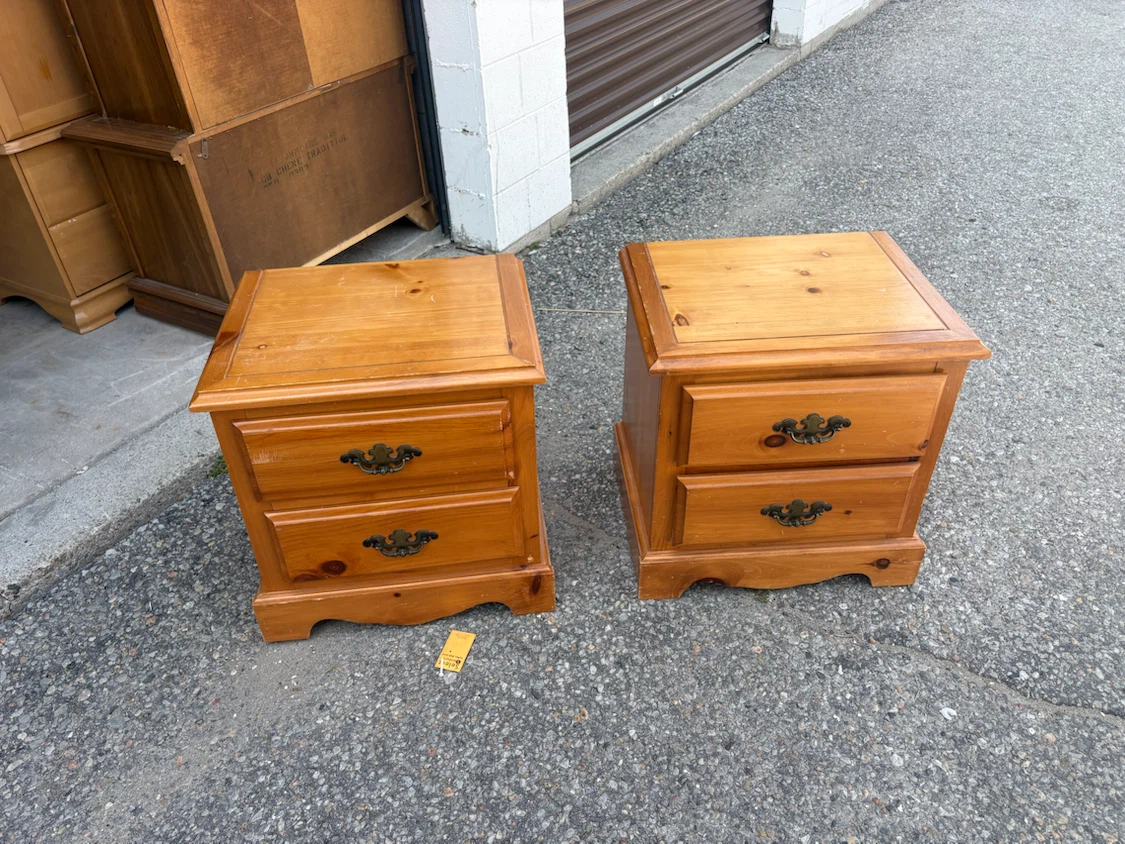 Free delivery used Pine Wood Nightstands - Pair - photo 5