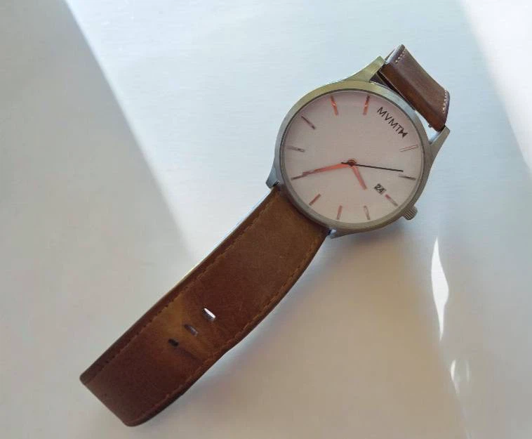 Mvmt Watch with Brown Leather Strap