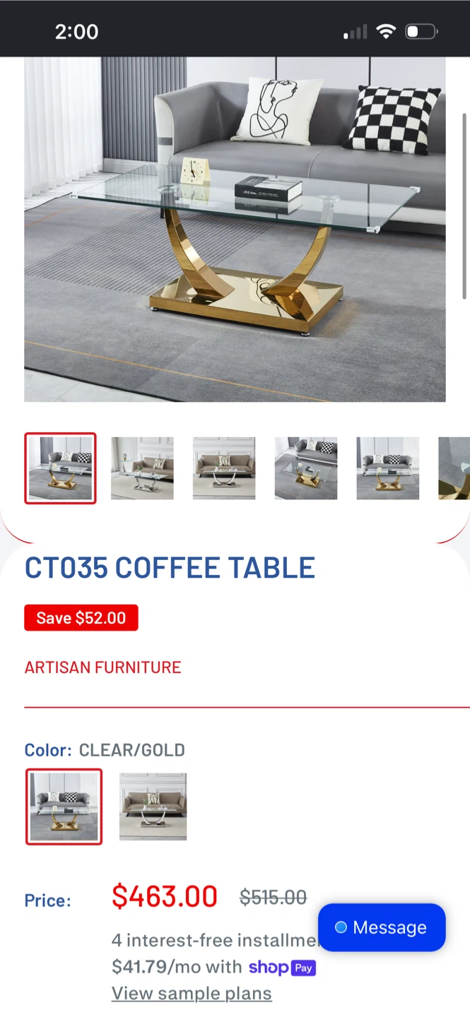 Glass & Metal Coffee Table - photo 3