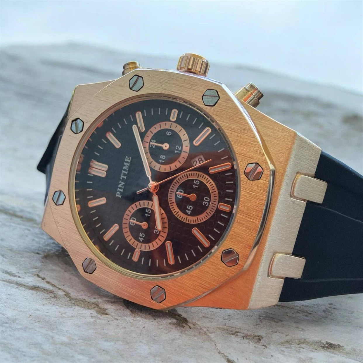 PIN TIME Rose Gold Chronograph Watch - photo 2