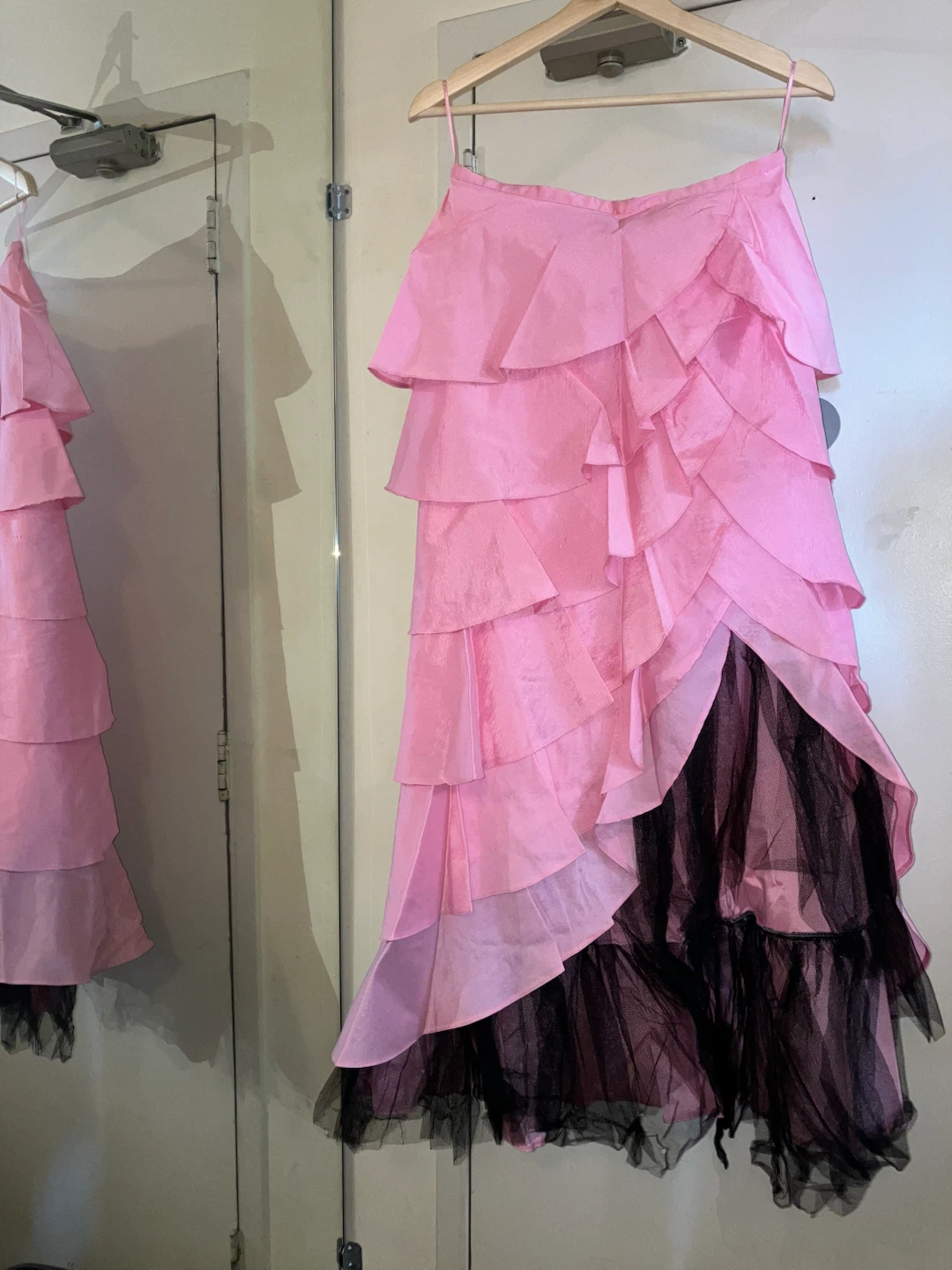Pink Ruffled Dress with Black Sheer Overlay - photo 4