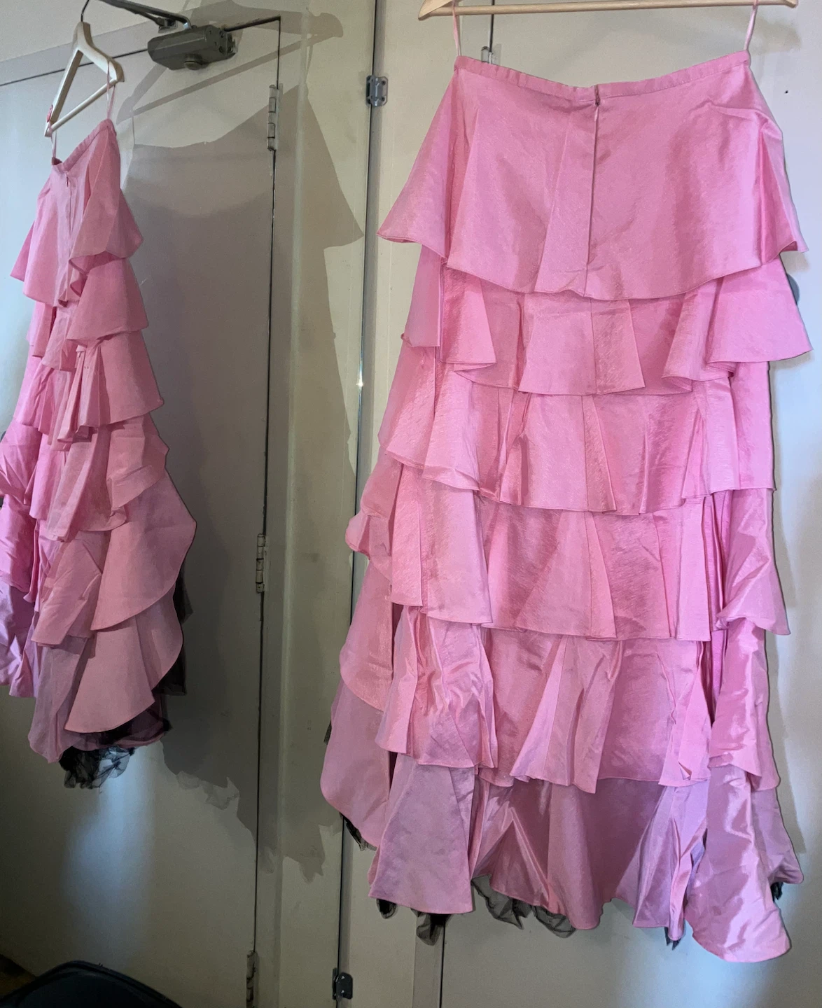 Pink Ruffled Dress with Black Sheer Overlay - photo 5