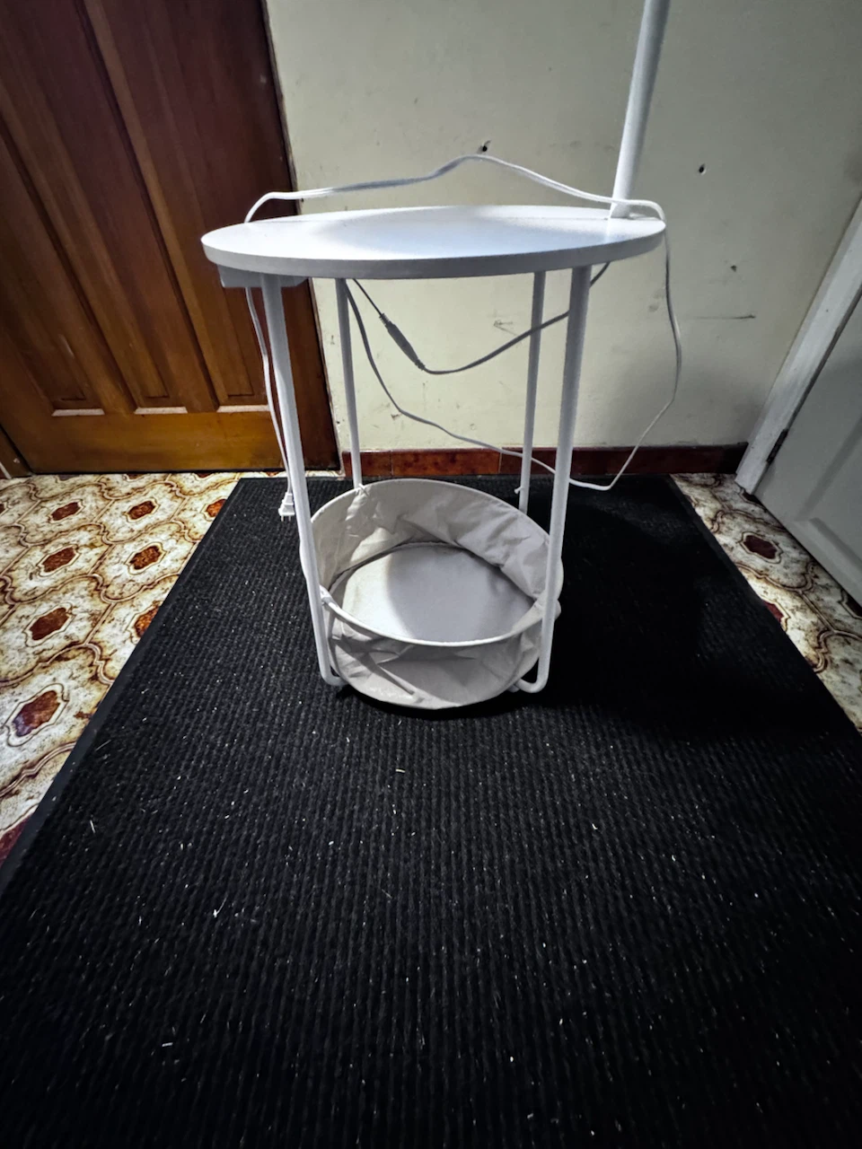 White Floor Lamp with Side Table and Laundry Basket - photo 3