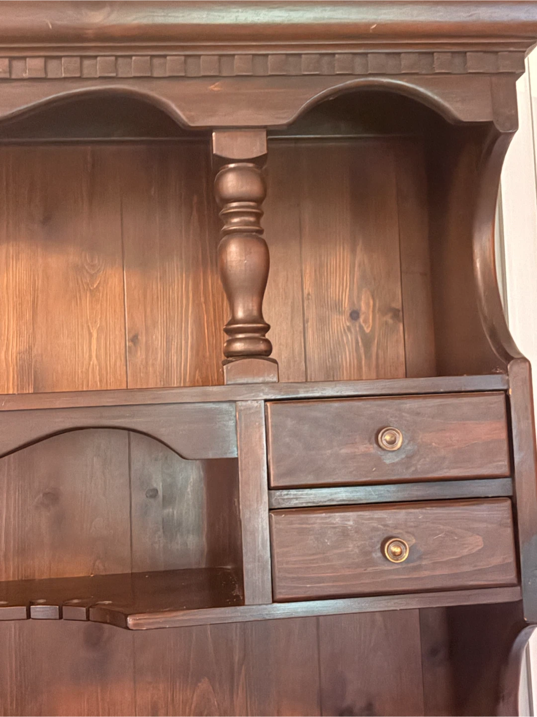 Dark Wood Hutch with Drawers and Cabinets - photo 2