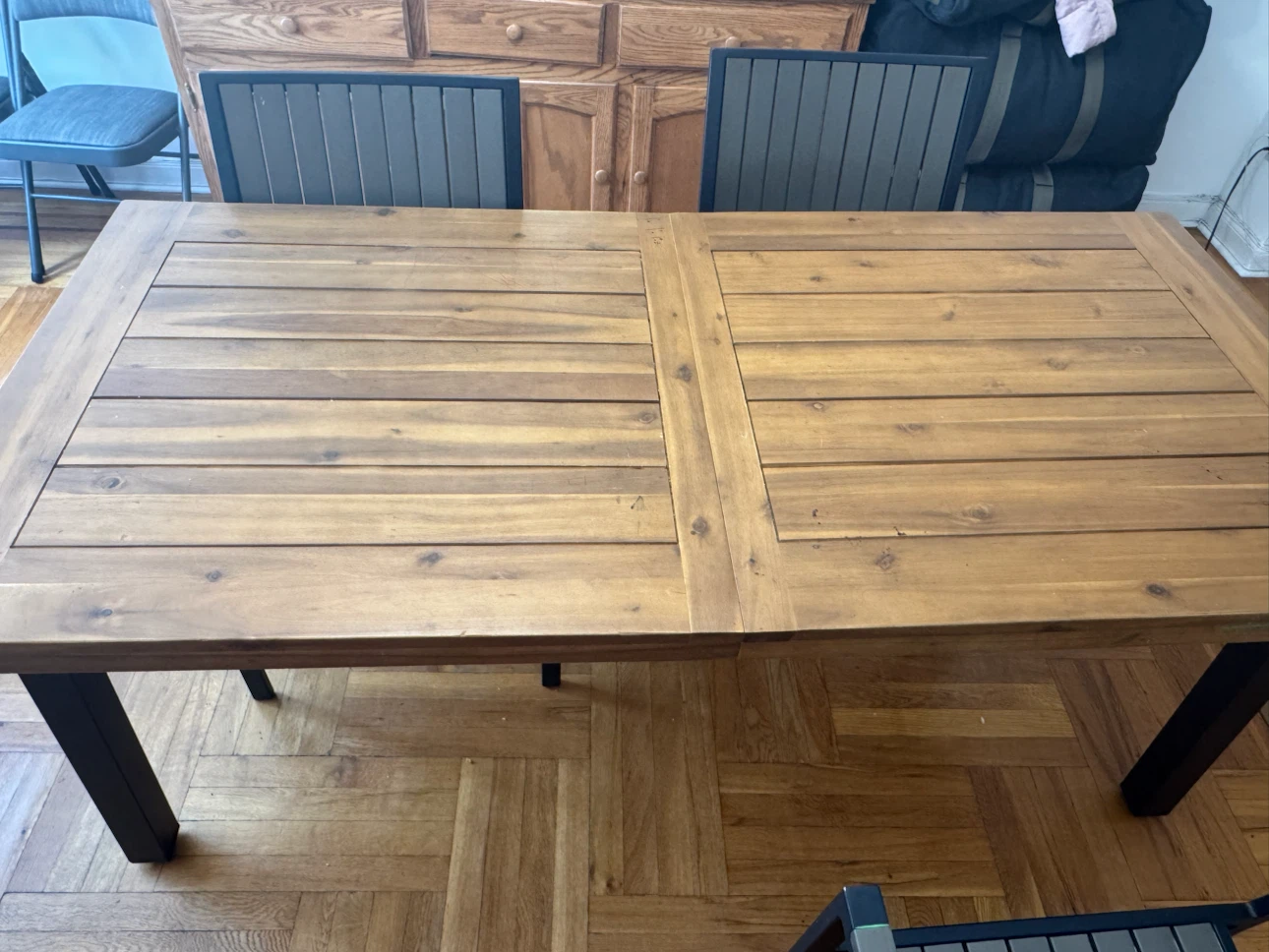 Wooden Dining Table with Black Legs