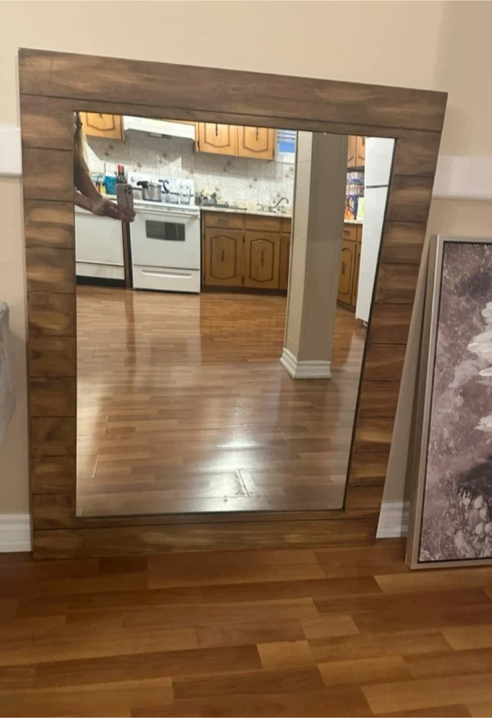 Large Wood Framed Mirror - photo 2