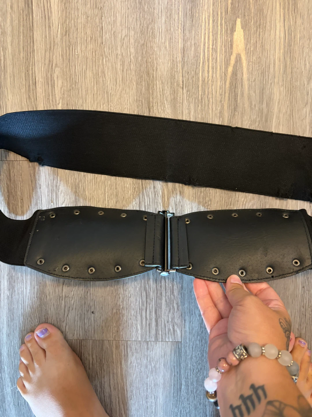 Black Elastic Corset Belt with Buckle Closure - photo 2