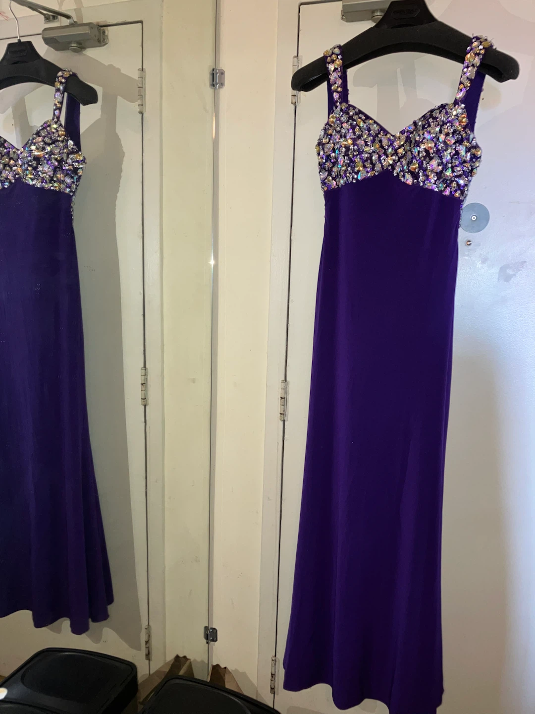 Night Moves Purple Beaded Formal Dress Size 6