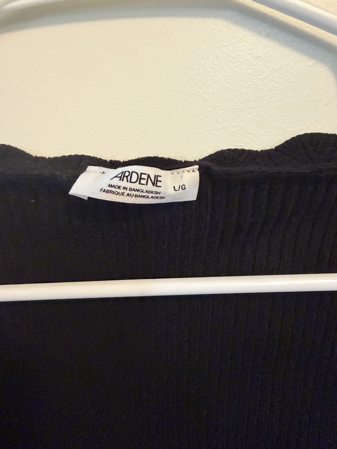 Ardene Black Ribbed Long Sleeve Top with Flower Detail - photo 2