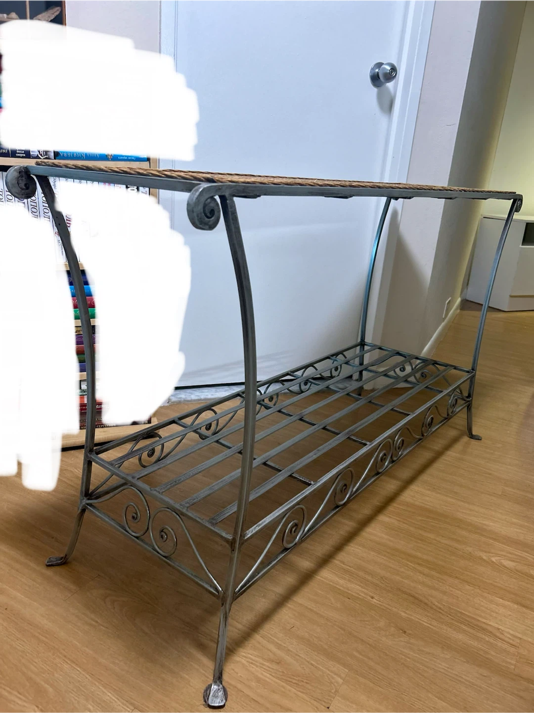 Wicker & Metal Console Table - photo 2