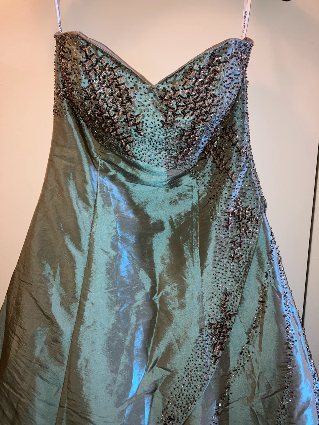 La Femme Iridescent Blue Beaded Strapless Gown-Size S/M - photo 2