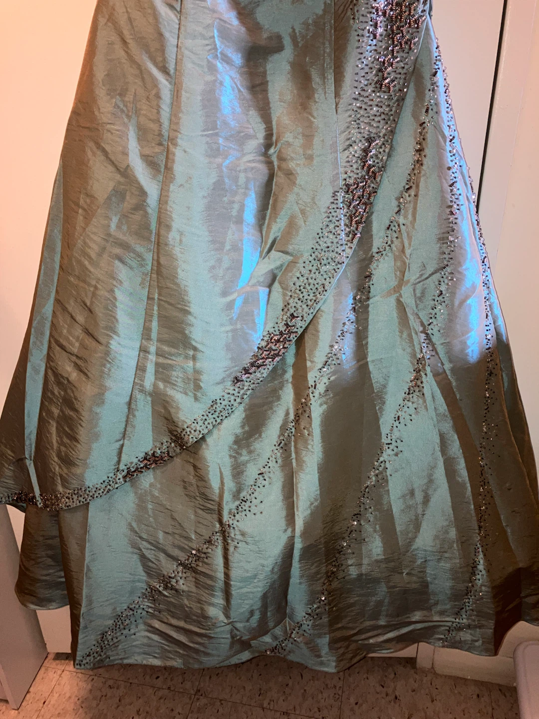 La Femme Iridescent Blue Beaded Strapless Gown-Size S/M - photo 3