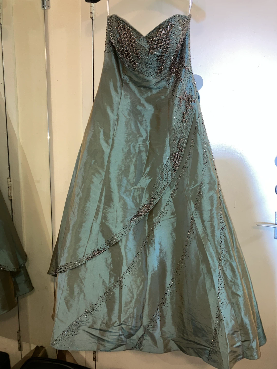 La Femme Iridescent Blue Beaded Strapless Gown-Size S/M - photo 4