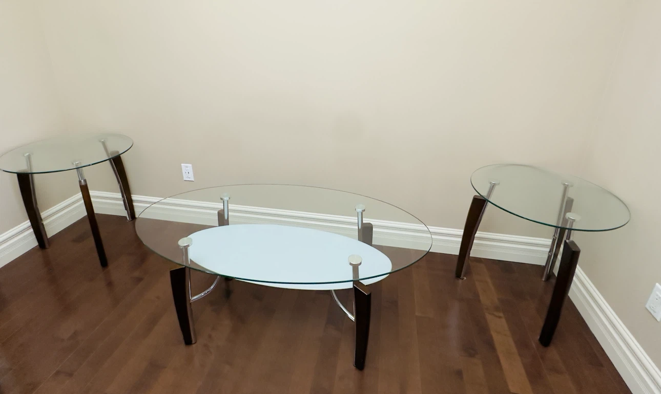 Glass Top Coffee Table with 2 Side Table Set