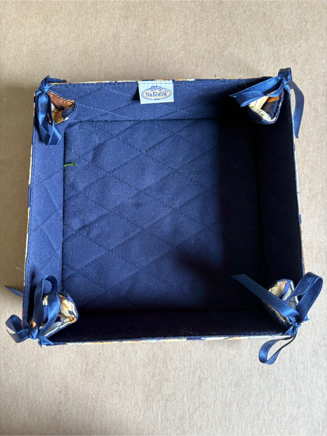 Quilted Fabric Storage Basket with Teddy Bears