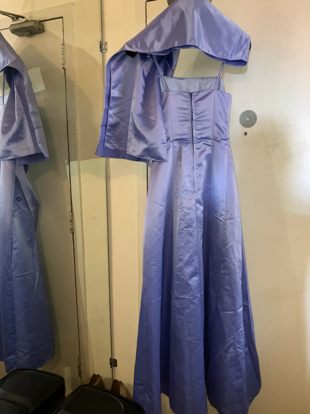 Purple Satin Formal Gown with Matching Shawl-Size M - photo 2