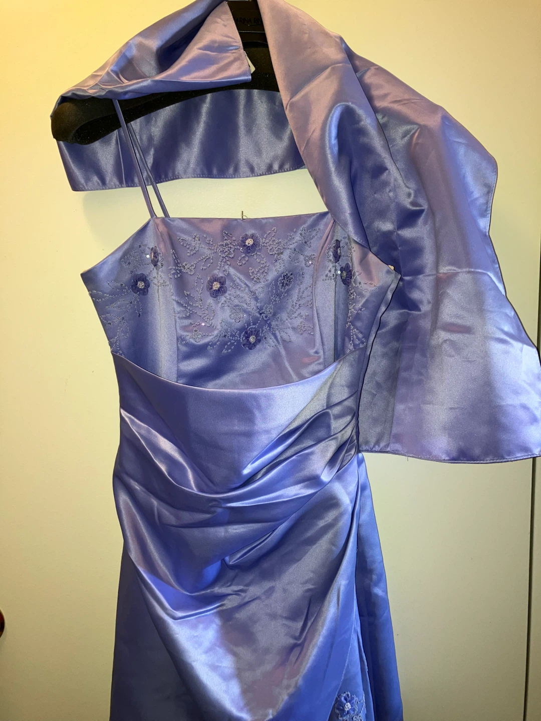 Purple Satin Formal Gown with Matching Shawl-Size M - photo 3