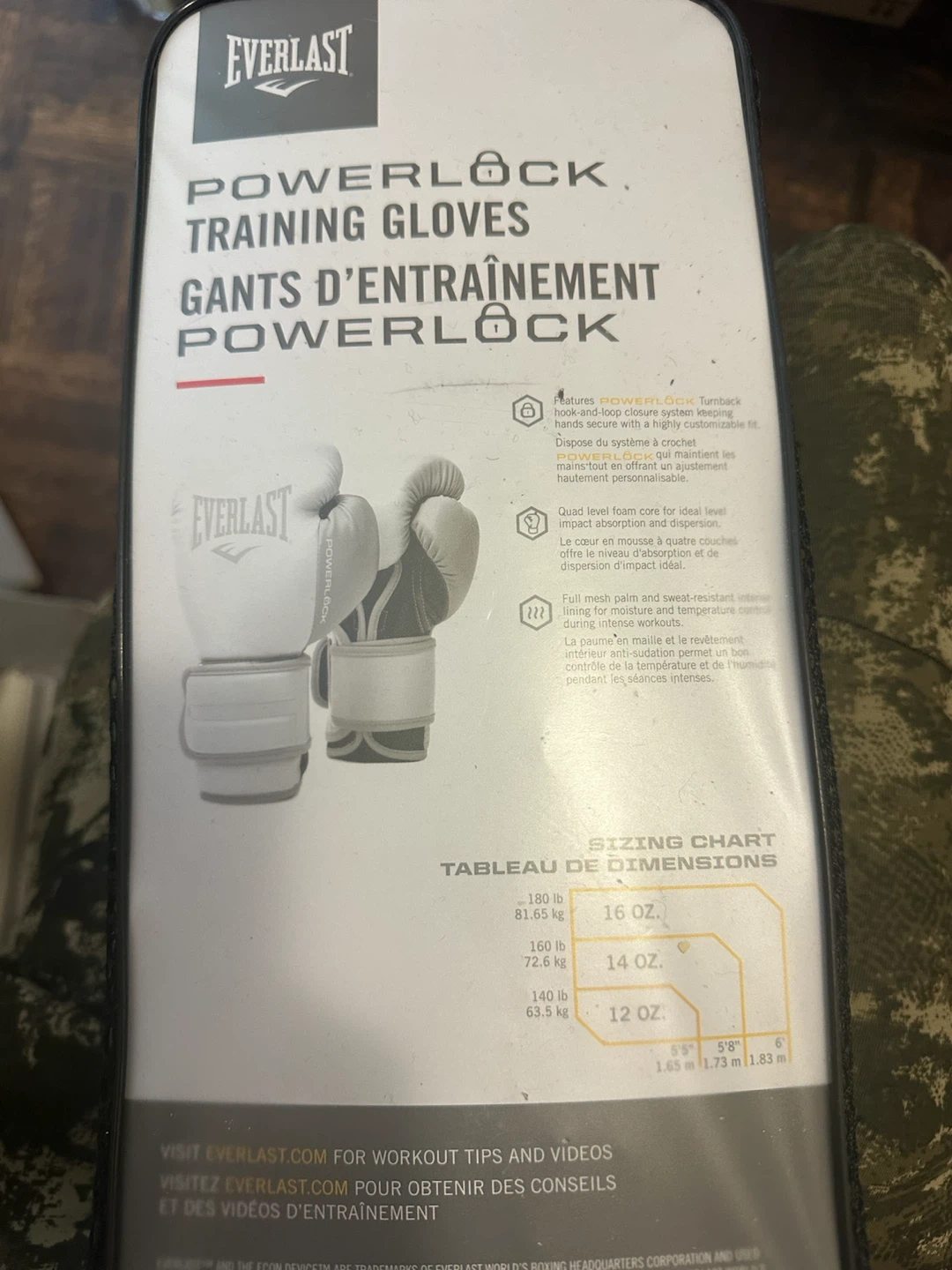 Everlast Powerlock Training Gloves 16 OZ