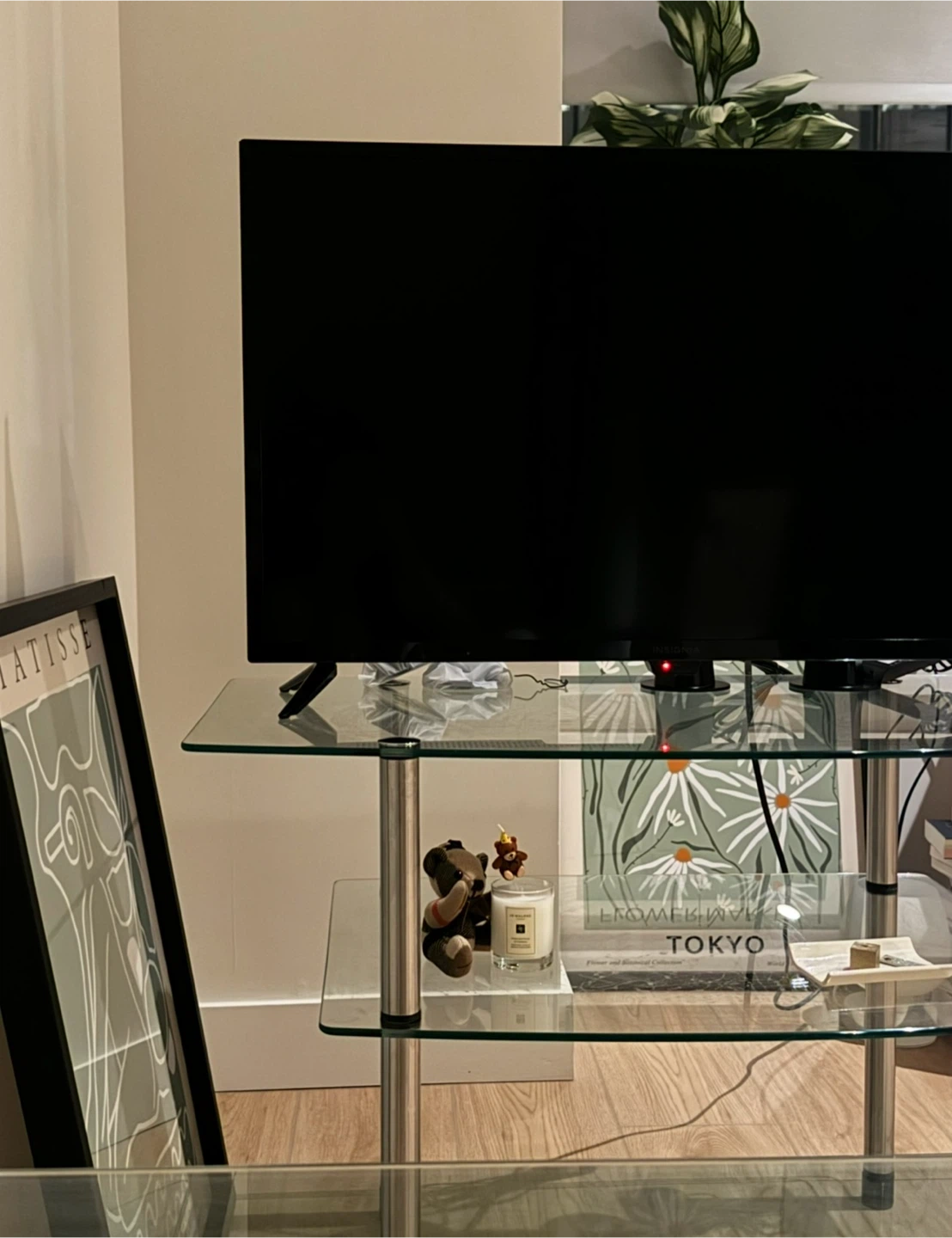 Glass TV Stand with Silver Legs - photo 2