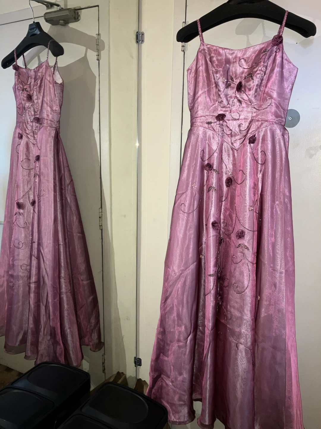 Pink Shimmer Floral Embroidered Formal Gown-size S