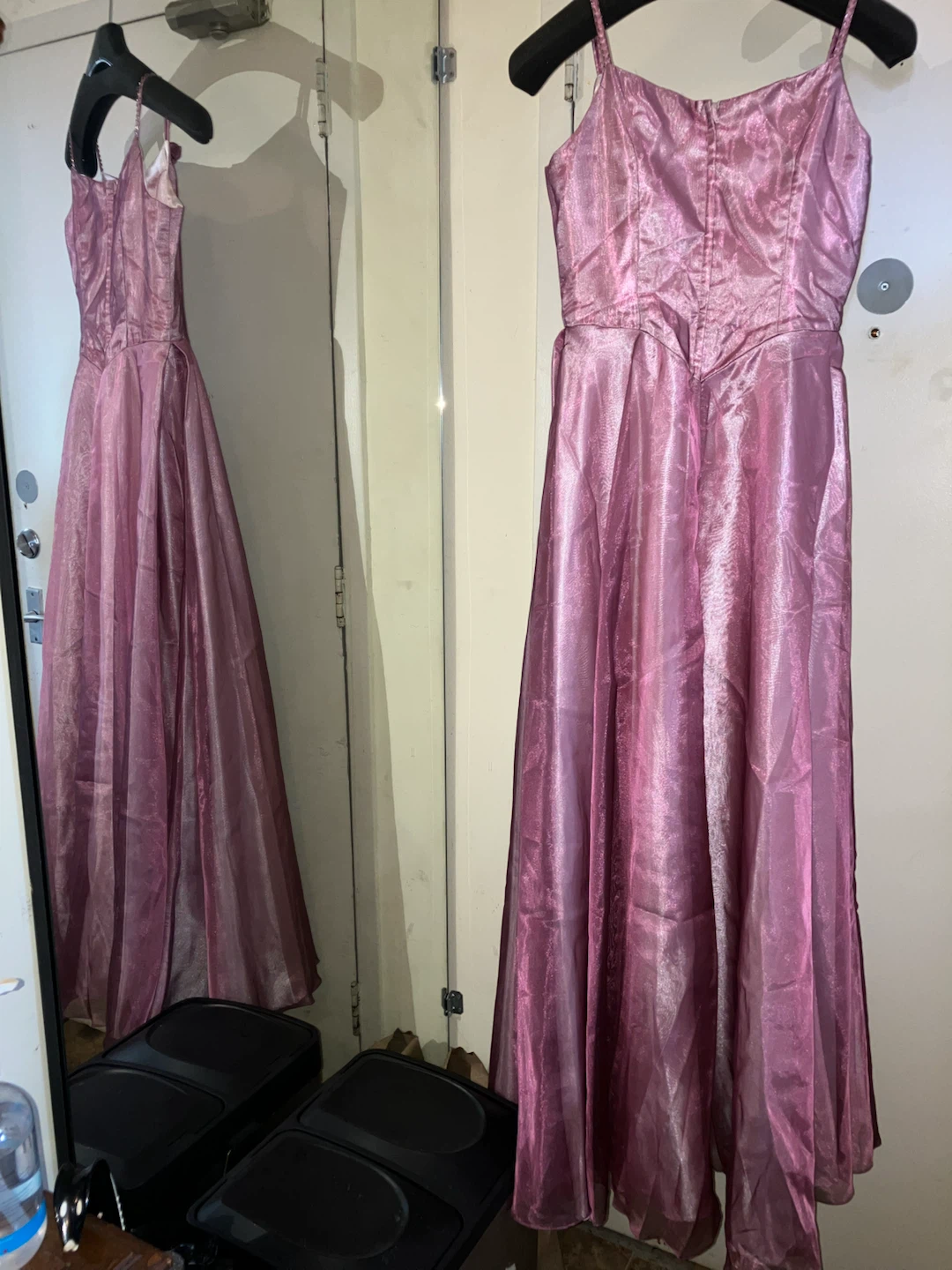 Pink Shimmer Floral Embroidered Formal Gown-size S - photo 2