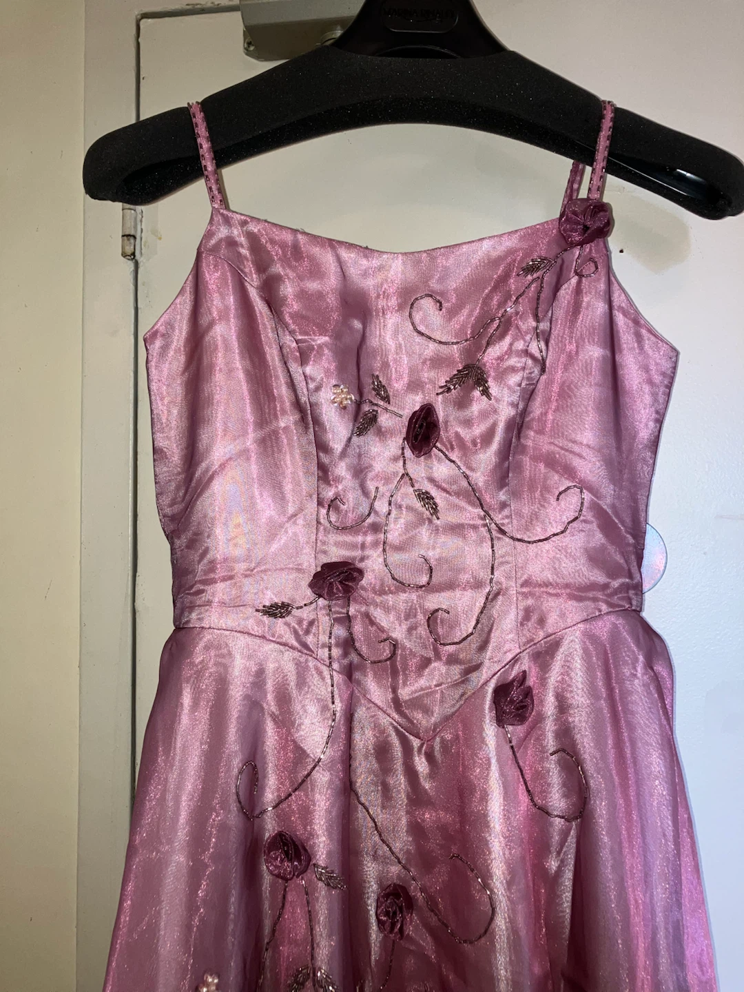 Pink Shimmer Floral Embroidered Formal Gown-size S - photo 3