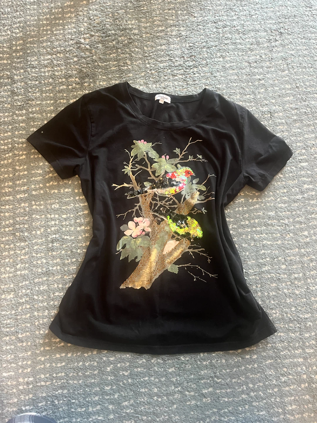 Mochsino bird shirt with sequin details