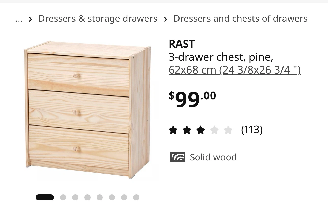 IKEA RAST 3-drawer chest, pine
