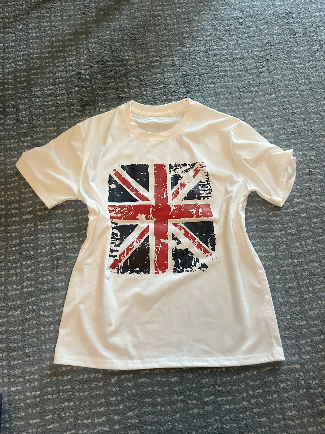 White shirt with flag print