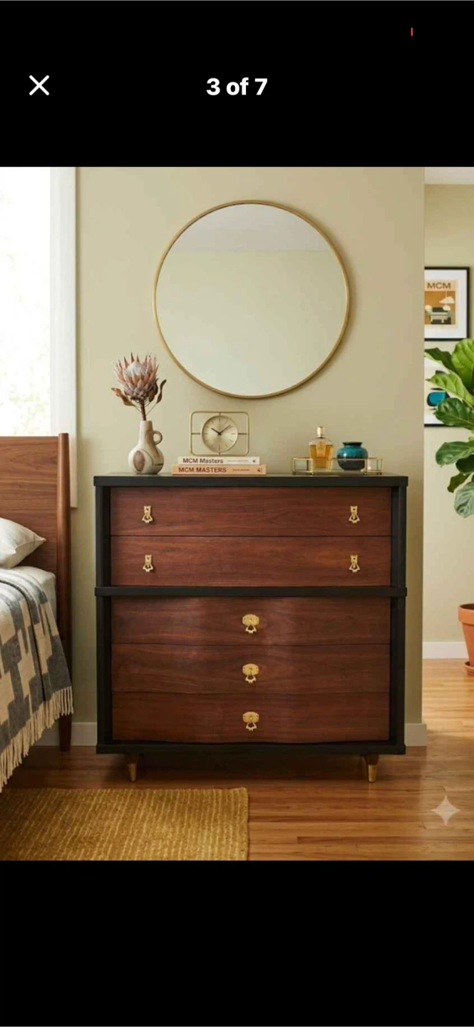 Mid-Century Modern Dresser with Brass Hardware
